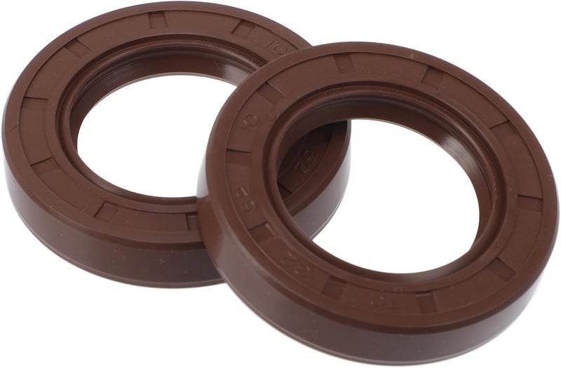 VekAuto Universal Oil Seal TC Double Lip W Steel Spring Seal Ring Rotary Shaft Seal 32x52x10mm High Pressure FKM Rubber Brown 2 Pcs - Image 1